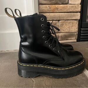Dr. Martens Jadon Platform Leather Women's Boot - Black Polished Smooth Size 6